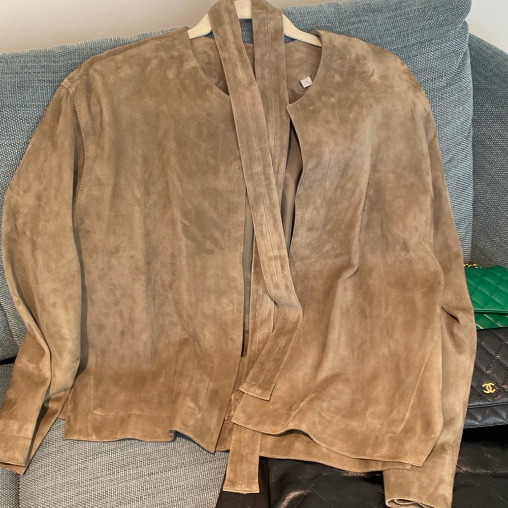Vince, Lamb leather suede jacket with 100% silk lining